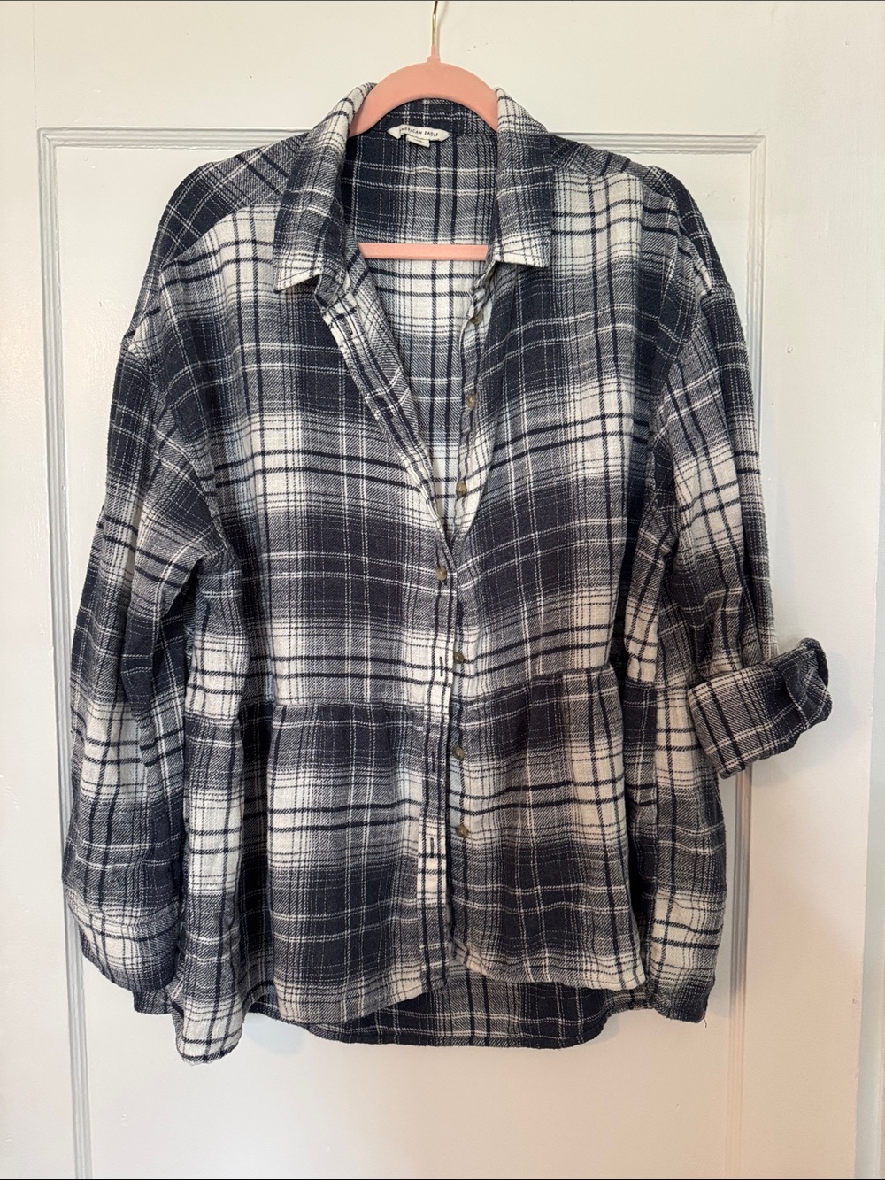 American Eagle Outfitters Black and White Plaid Shirt